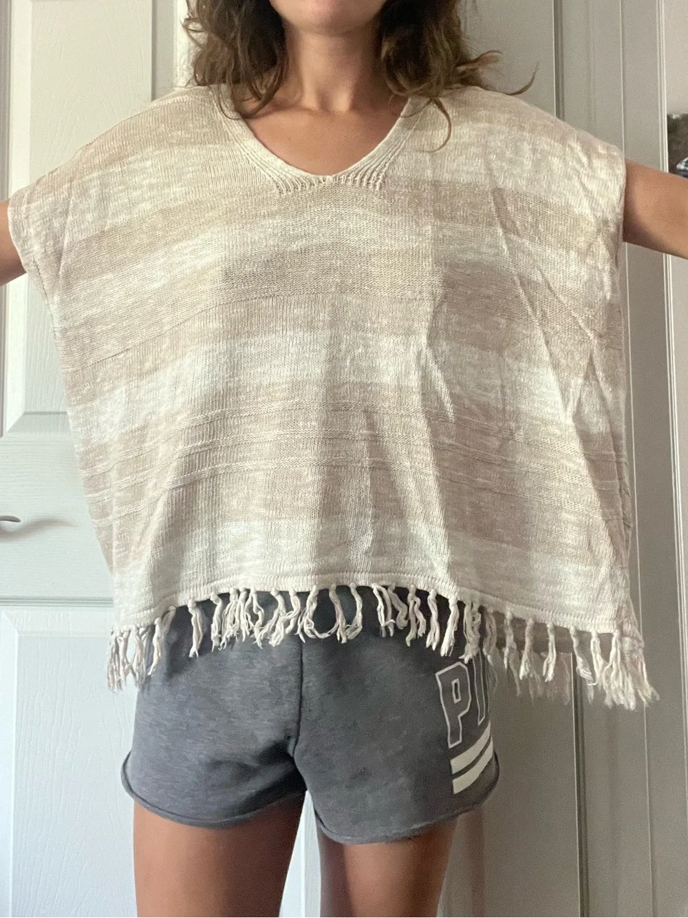 GAP Fringe Knit Poncho Top